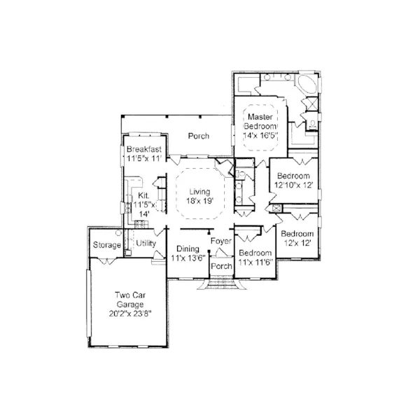 Ranch House Plan First Floor - Kemper Stucco Ranch Home 024D-0049 - Search House Plans and More