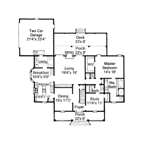 Cape Cod & New England House Plan First Floor - Middendorf Cottage Home 024D-0053 - Shop House Plans and More