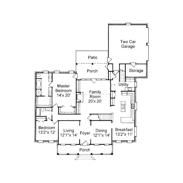 Southern House Plan First Floor - Heath Springs Plantation Home 024D-0056 - Search House Plans and More