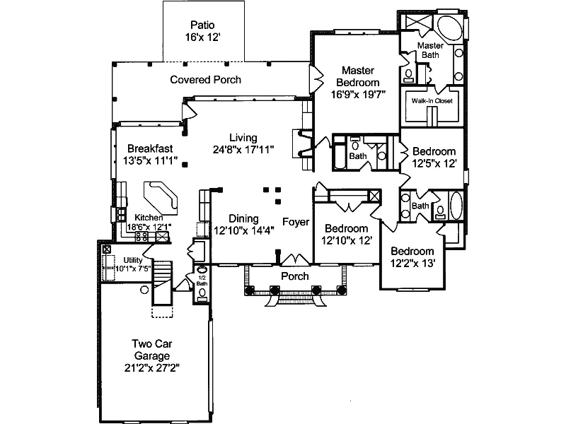 Colonial House Plan First Floor - Matthews Traditional Home 024D-0057 - Shop House Plans and More