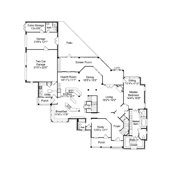 European House Plan First Floor - Cross Hill Craftsman Farmhouse 024D-0062 - Search House Plans and More