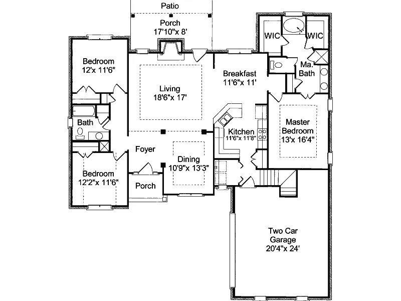 Traditional House Plan First Floor - Mountville Southern Home 024D-0063 - Shop House Plans and More