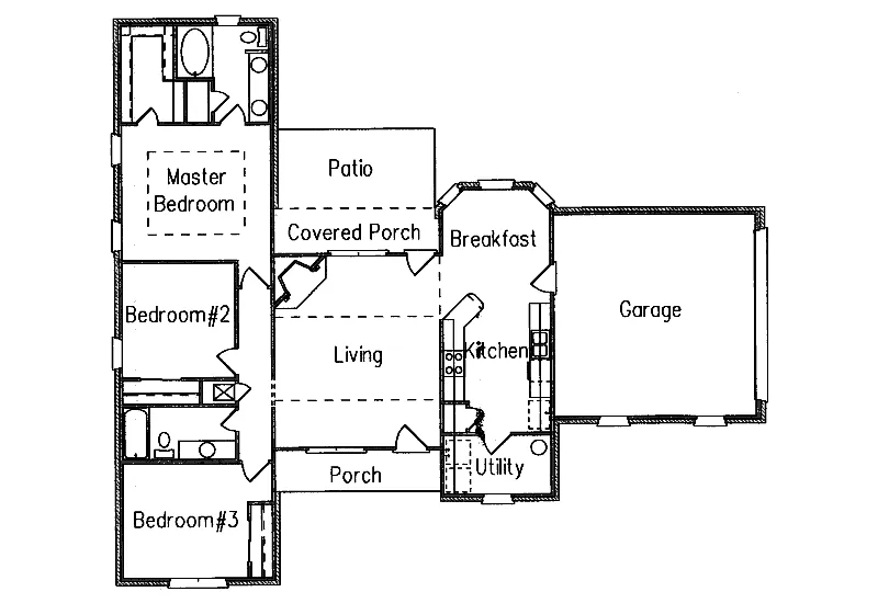 Ranch House Plan First Floor - Barnes Creek Ranch Home 024D-0089 - Search House Plans and More