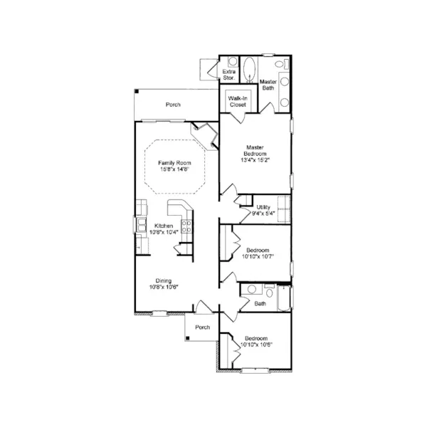 Traditional House Plan First Floor - Bishopville Narrow Lot Home 024D-0094 - Search House Plans and More