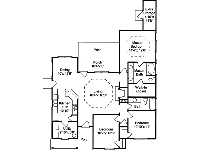 Southern House Plan First Floor - Mullins Park Ranch Home 024D-0096 - Shop House Plans and More