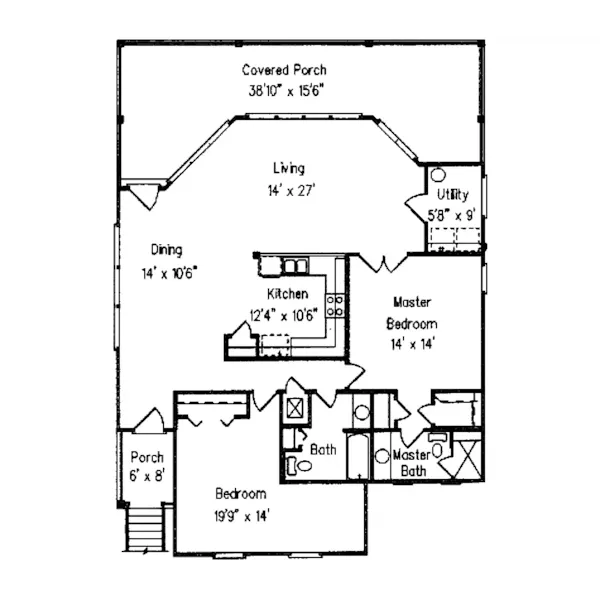 Traditional House Plan First Floor - Bayboro Coastal Home 024D-0098 - Search House Plans and More