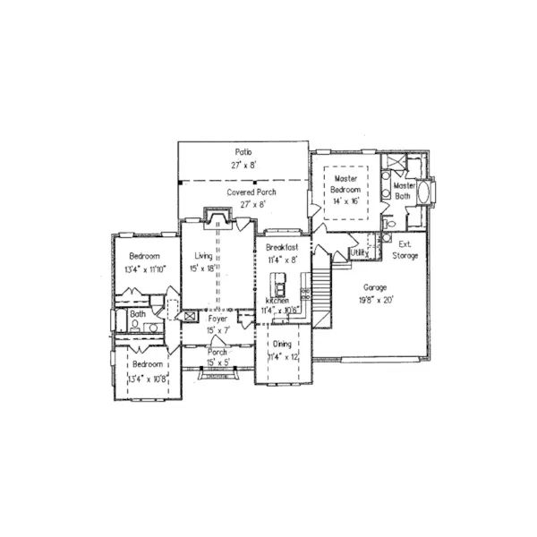 Ranch House Plan First Floor - Ashwood Hill Southern Home 024D-0102 - Search House Plans and More