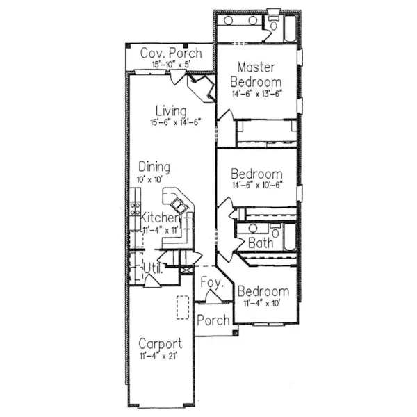 Traditional House Plan First Floor - Summerton Ranch Home 024D-0109 - Shop House Plans and More