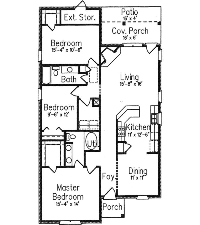 Traditional House Plan First Floor - Santee Narrow Lot Home 024D-0110 - Shop House Plans and More