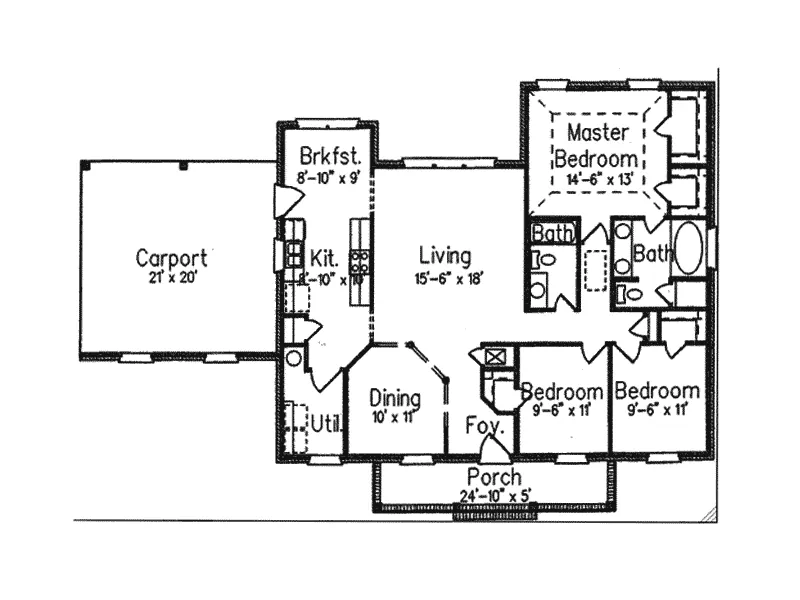Colonial House Plan First Floor - Branchville Ranch Home 024D-0113 - Search House Plans and More