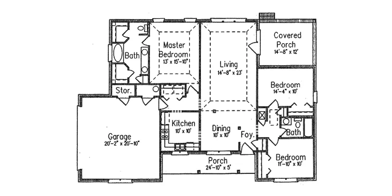 Traditional House Plan First Floor - Litchfield Park Ranch Home 024D-0114 - Shop House Plans and More