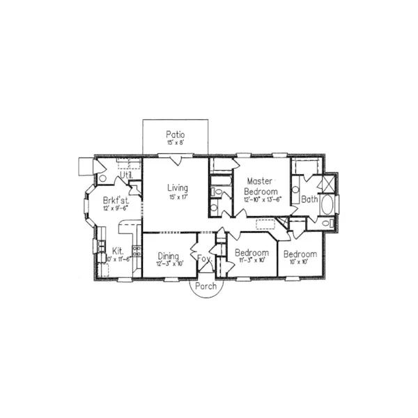 Colonial House Plan First Floor - Trenton Hill Ranch Home 024D-0116 - Shop House Plans and More