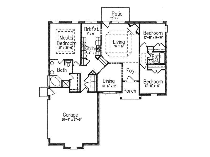 Ranch House Plan First Floor - Ellenton Ranch Home 024D-0117 - Search House Plans and More