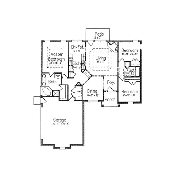 Ranch House Plan First Floor - Ellenton Ranch Home 024D-0117 - Search House Plans and More