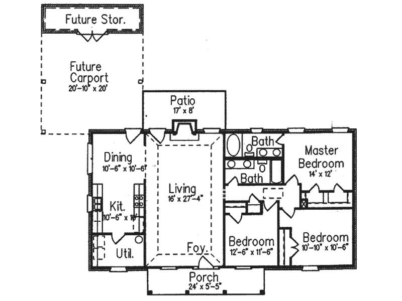 Ranch House Plan First Floor - Sylvania Ranch Style Home 024D-0121 - Shop House Plans and More