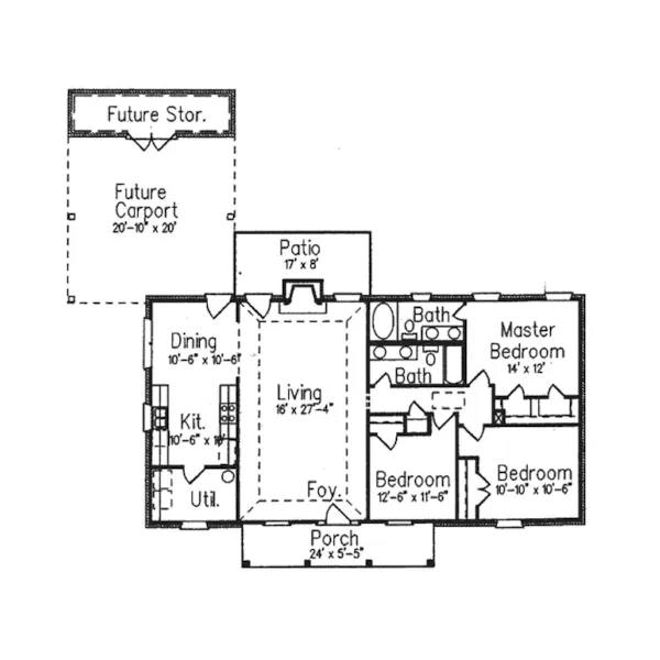 Ranch House Plan First Floor - Sylvania Ranch Style Home 024D-0121 - Shop House Plans and More