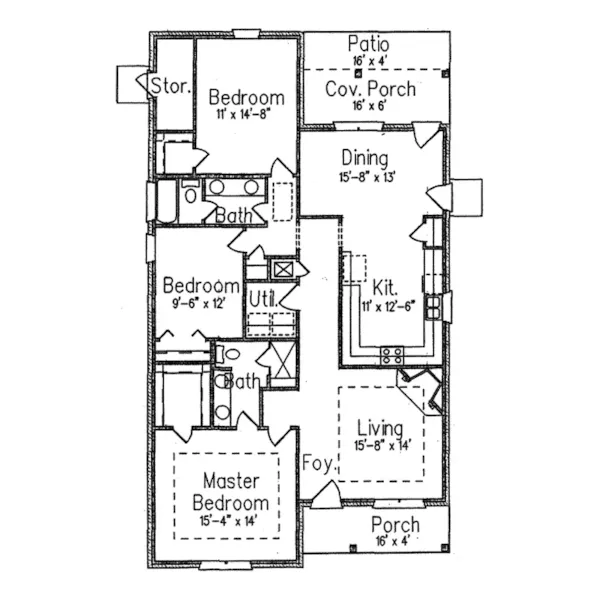 Ranch House Plan First Floor - Hopkins Creek Narrow Lot Home 024D-0122 - Search House Plans and More