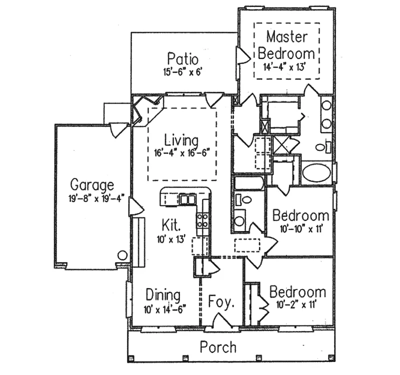 Ranch House Plan First Floor - Gourdin Ranch Home 024D-0124 - Search House Plans and More