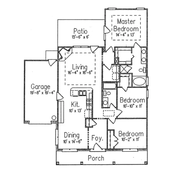 Ranch House Plan First Floor - Gourdin Ranch Home 024D-0124 - Search House Plans and More