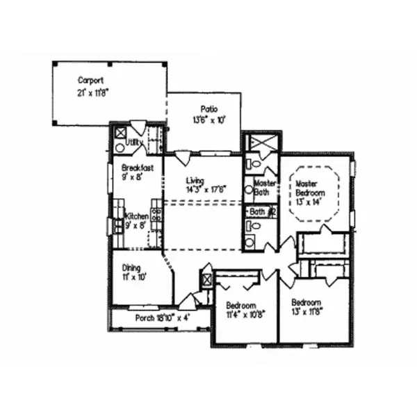 Country House Plan First Floor - Effingham One-Story Home 024D-0125 - Search House Plans and More