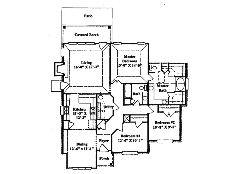 Ranch House Plan First Floor - Kirksey Pond Ranch Home 024D-0127 - Search House Plans and More