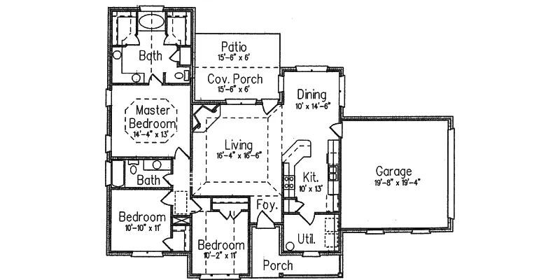 Ranch House Plan First Floor - Epworth Traditional Ranch Home 024D-0128 - Search House Plans and More