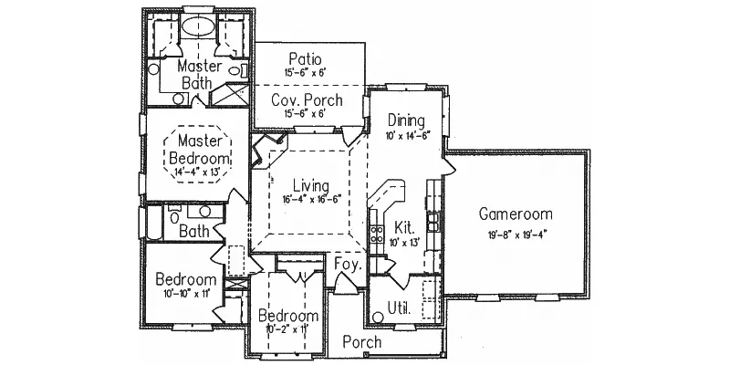 Traditional House Plan First Floor - Crestonhill One-Story Home 024D-0130 - Search House Plans and More