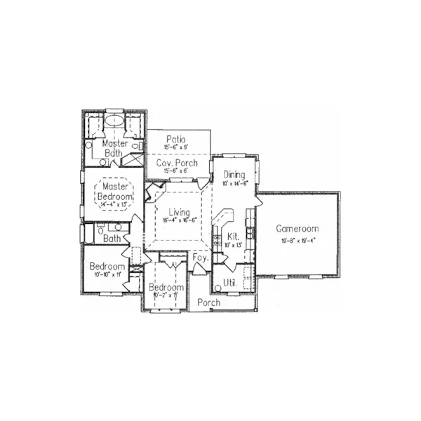 Ranch House Plan First Floor - Crestonhill One-Story Home 024D-0130 - Search House Plans and More