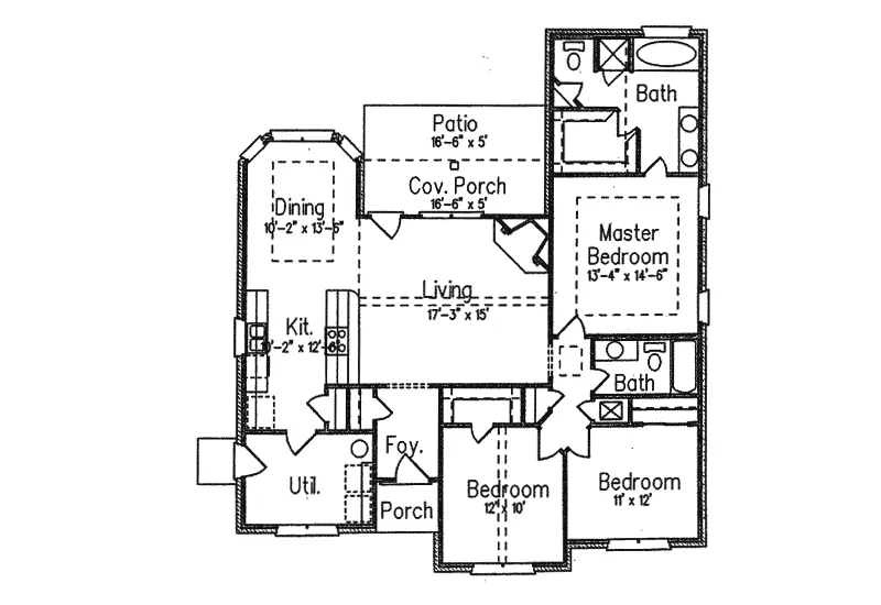 Ranch House Plan First Floor - Dorchester Park Ranch Home 024D-0132 - Search House Plans and More
