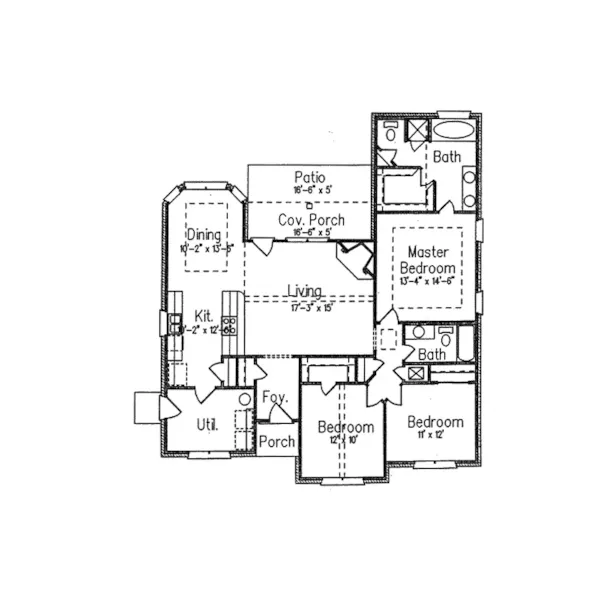 Ranch House Plan First Floor - Dorchester Park Ranch Home 024D-0132 - Search House Plans and More