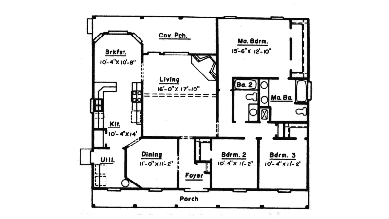Ranch House Plan First Floor - Shulerville Bungalow Home 024D-0135 - Shop House Plans and More