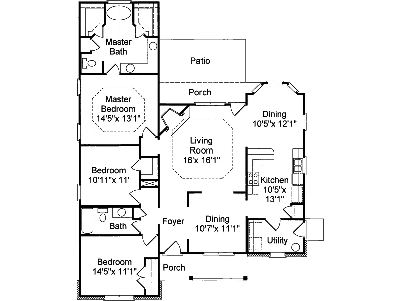 Ranch House Plan First Floor - Osborn Pond Ranch Home 024D-0139 - Shop House Plans and More