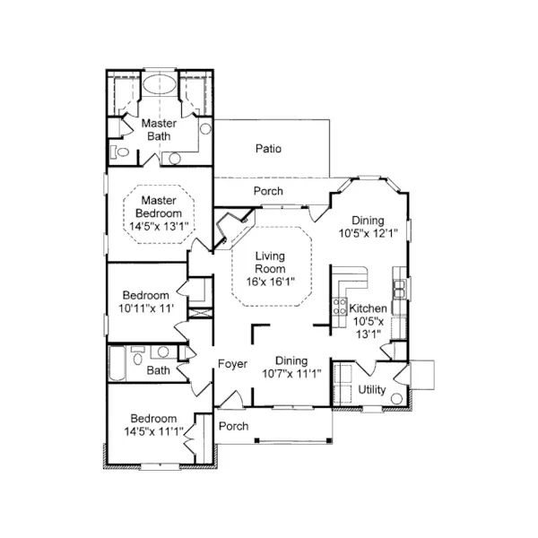 Ranch House Plan First Floor - Osborn Pond Ranch Home 024D-0139 - Shop House Plans and More