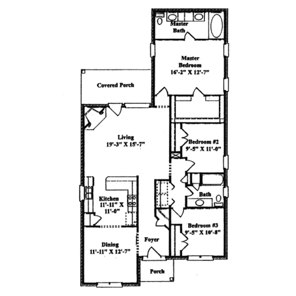 Ranch House Plan First Floor - Furman Narrow Lot Home 024D-0140 - Search House Plans and More