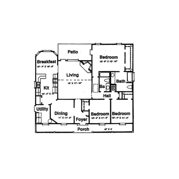 Traditional House Plan First Floor - Romaine Park Acadian Home 024D-0144 - Shop House Plans and More