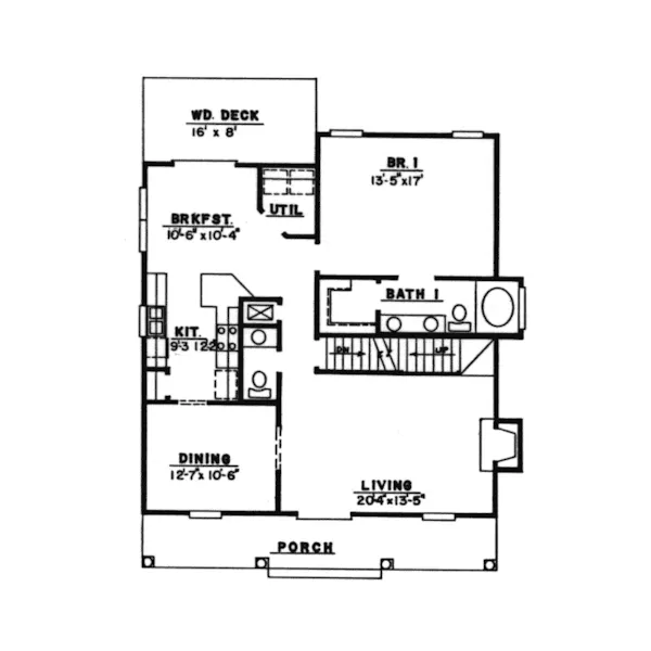 Traditional House Plan First Floor - Eddytown Cottage Style Home 024D-0145 - Search House Plans and More