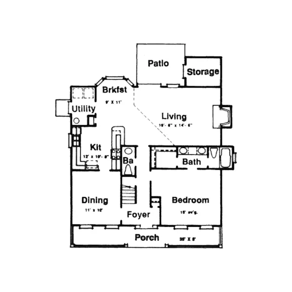 Country House Plan First Floor - Tarboro Arcadian Style Home 024D-0147 - Shop House Plans and More