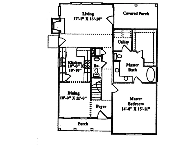 Ranch House Plan First Floor - Orangeburg Saltbox Home 024D-0148 - Shop House Plans and More