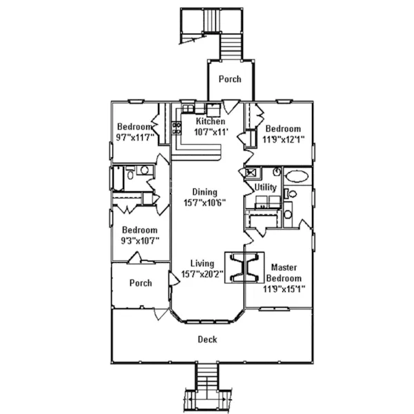 Lake House Plan First Floor - Kiawah Island Beach Home 024D-0152 - Search House Plans and More