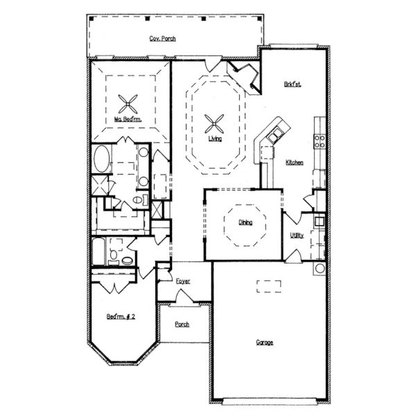 Ranch House Plan First Floor - Pavilion Point Ranch Home 024D-0156 - Shop House Plans and More