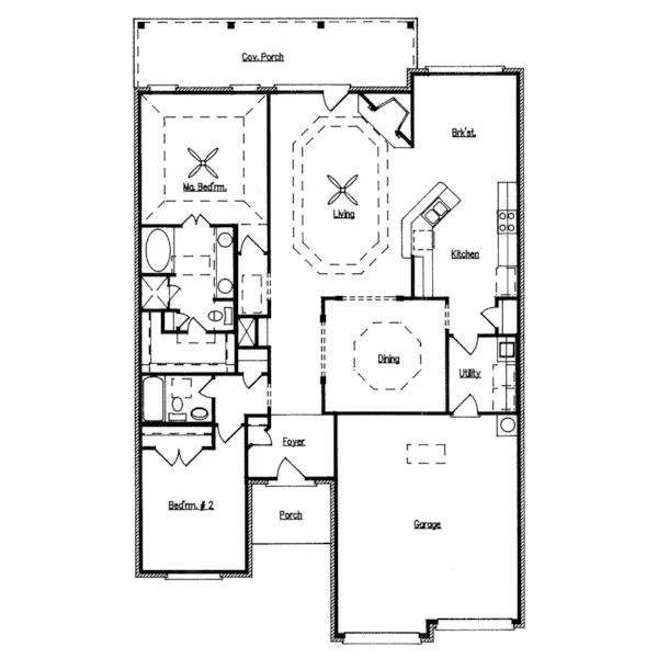 Traditional House Plan First Floor - Caverhill Ranch Home 024D-0158 - Search House Plans and More