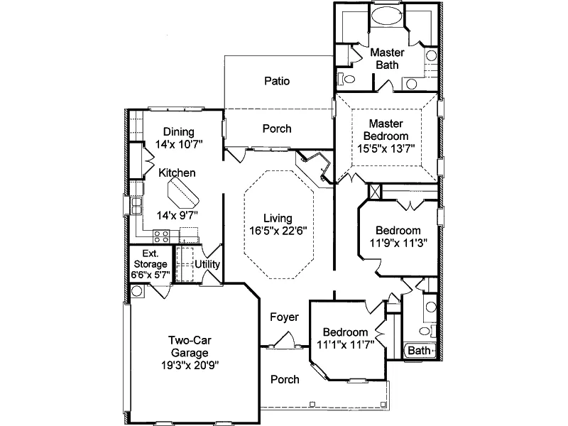Ranch House Plan First Floor - Monarch Mill Ranch Home 024D-0166 - Shop House Plans and More