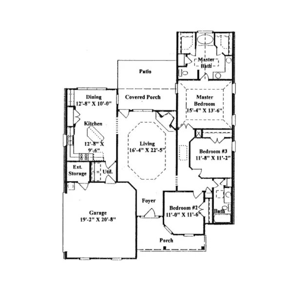 Ranch House Plan First Floor - Worland Traditional Ranch Home 024D-0168 - Shop House Plans and More