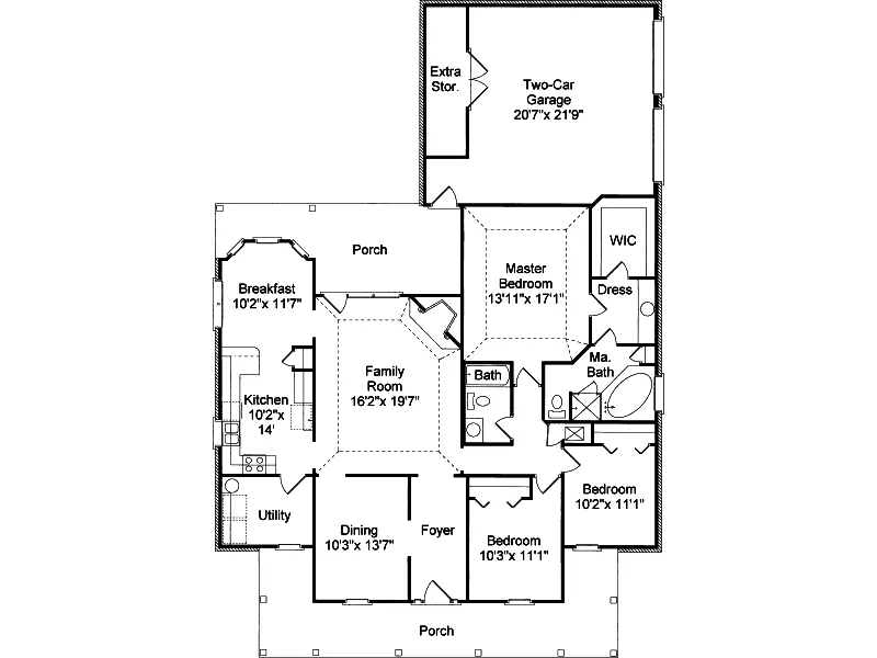 Southern House Plan First Floor - Chapman Country Home 024D-0185 - Search House Plans and More