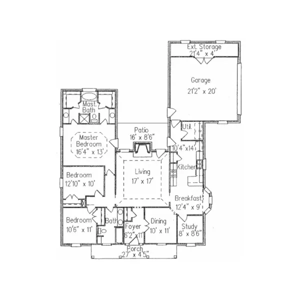 Ranch House Plan First Floor - Reidville Pass Ranch Home 024D-0187 - Shop House Plans and More