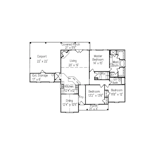 Traditional House Plan First Floor - Farrow One-Level Home 024D-0190 - Search House Plans and More