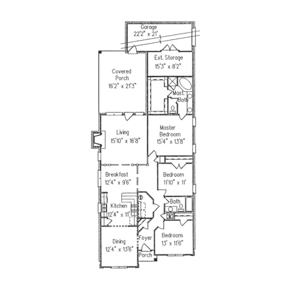 Traditional House Plan First Floor - Withers Narrow Lot Home 024D-0199 - Shop House Plans and More