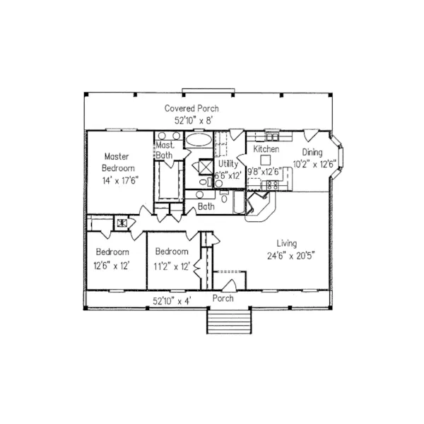 Ranch House Plan First Floor - Stevenspoint Country Home 024D-0201 - Shop House Plans and More