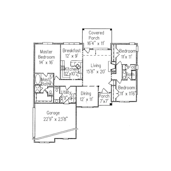 Sunbelt House Plan First Floor - Walden Lake European Home 024D-0202 - Shop House Plans and More