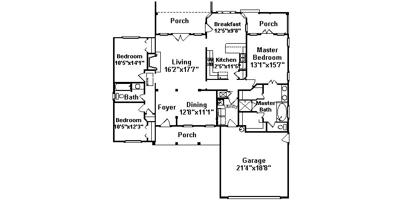 Ranch House Plan First Floor - Bellemeade Mill Traditional 024D-0203 - Search House Plans and More
